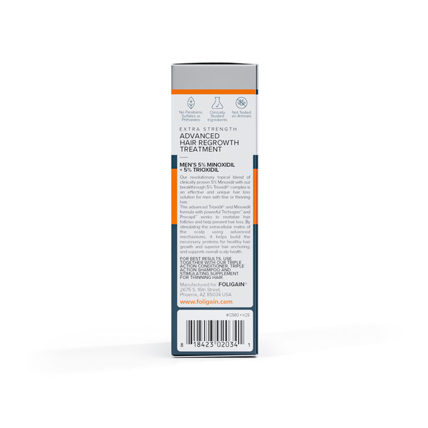 FOLIGAIN Advanced Hair Regrowth miehille Minoksidiili 5% + Trioksidiili 5%