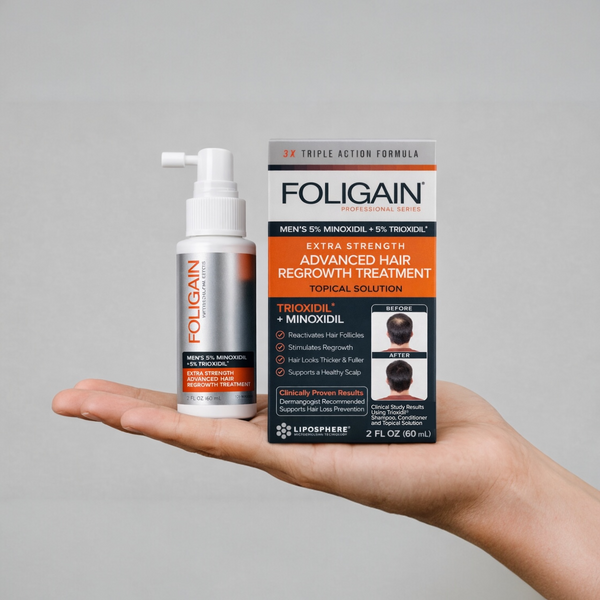 FOLIGAIN Advanced Hair Regrowth miehille Minoksidiili 5% + Trioksidiili 5%