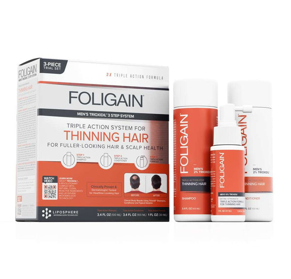 FOLIGAIN Triple Action Hair Care System For Men 3 Piece Trial Set - FOLIGAIN EU