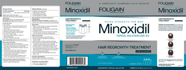 FOLIGAIN Low Alcohol Minoxidil 5% Hair Regrowth Treatment For Men 6 Month Supply - FOLIGAIN EU